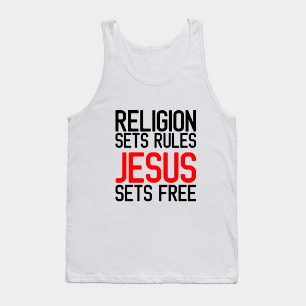 Jesus Sets Free | Christian | Faith | Religious Tank Top by ChristianLifeApparel